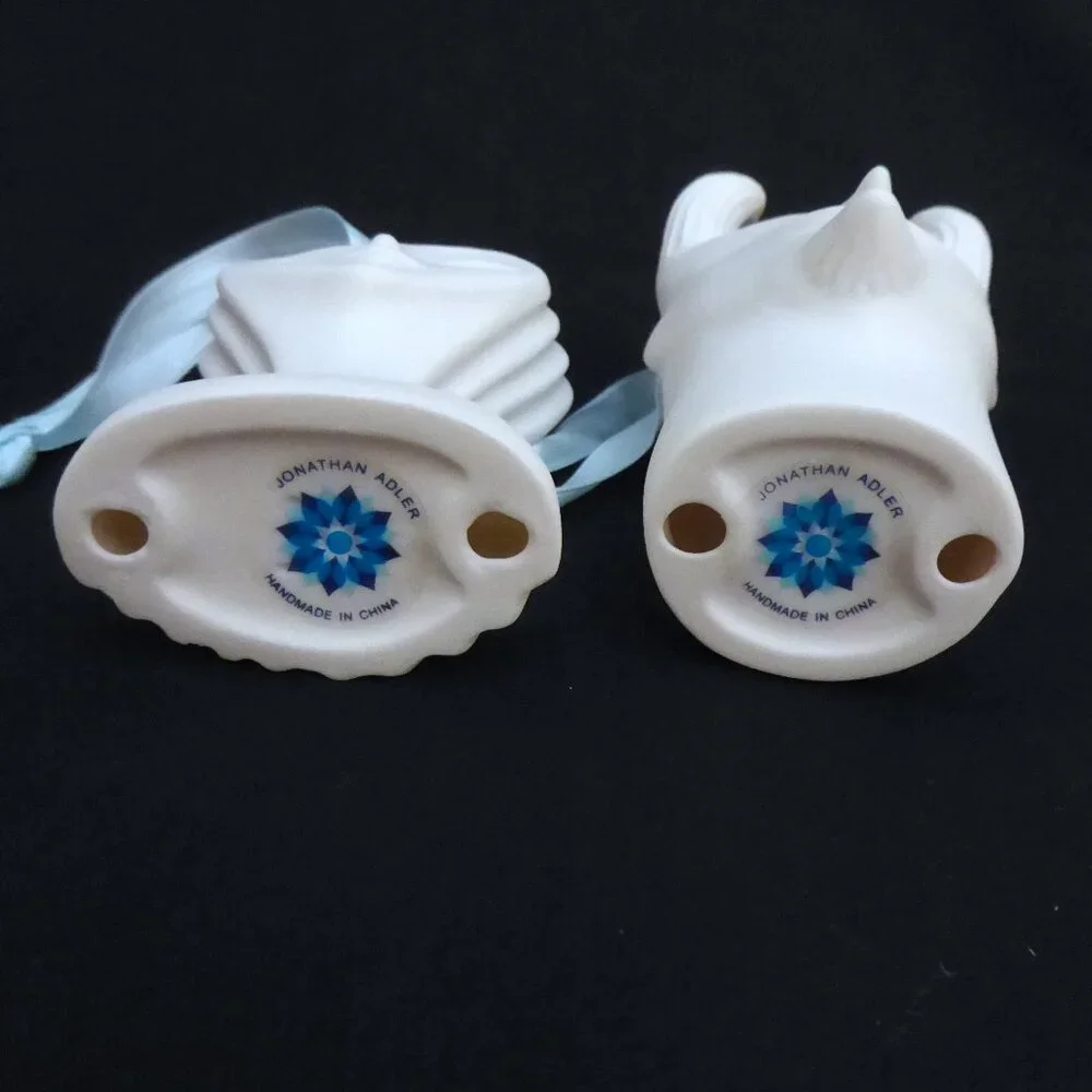 NEW JONATHAN ADLER NAUGHTY & NICE ANGEL DEVIL PORCELAIN ORNAMENT SET